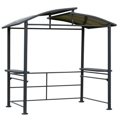 インターレイクされた通気ポリカーボネット屋根 AJUNION 屋外 BBQ ガイゼボ 鉄筋5x8
