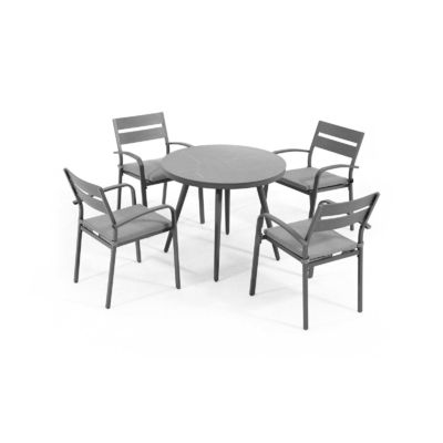 4人用 アルミ屋外食堂セット 丸いテーブルと椅子 庭家具