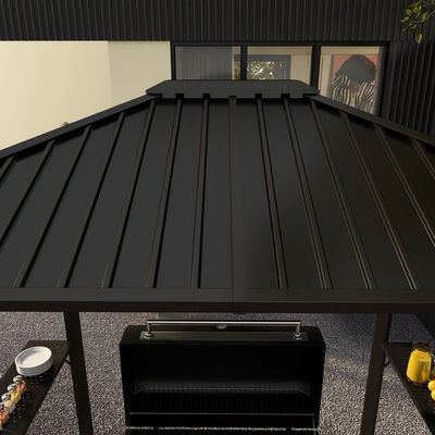 屋外グリリング 6x8 ハードタップ BBQ ガイゼボ 2 サイドシェルフ 102 lbs H92.5 x W96.5 x D70.9