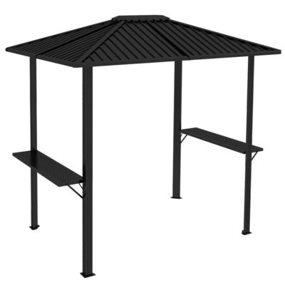 屋外グリリング 6x8 ハードタップ BBQ ガイゼボ 2 サイドシェルフ 102 lbs H92.5 x W96.5 x D70.9