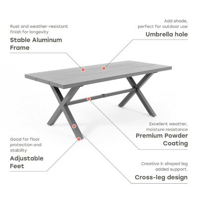 AJUNION X 型 屋外食卓 レストラン用 76&quot;D x 36&quot;W x 30'H テーブルサイズ