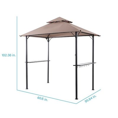 屋外パティオ グリル ガイゼボ テント AJUNION 5x8 鋼筋枠の二階建てのBBQ天幕