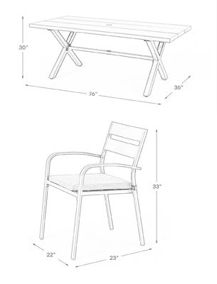 AJUNION X 型 屋外食卓 レストラン用 76&quot;D x 36&quot;W x 30'H テーブルサイズ