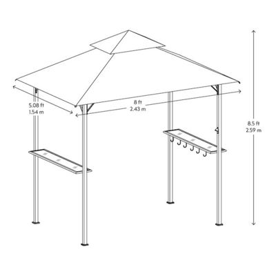 屋外パティオ グリル ガイゼボ テント AJUNION 5x8 鋼筋枠の二階建てのBBQ天幕