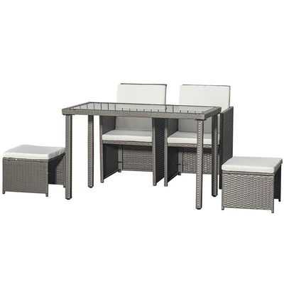 AJUNION 空間節約 デザイン 家具 ガーデンセット クッションとPEウィッカーラタン