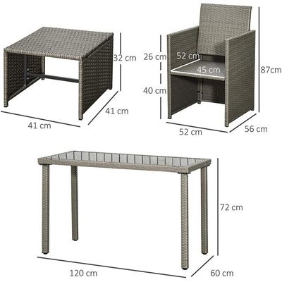 AJUNION 空間節約 デザイン 家具 ガーデンセット クッションとPEウィッカーラタン