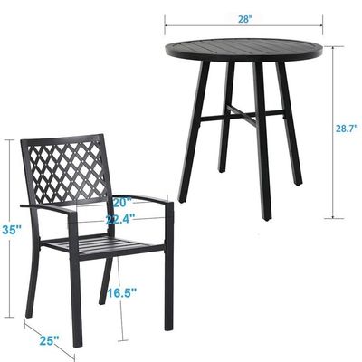 バルコニー ビストロ セット 畳みやすいデザインと2つの座席の金属ガーデン家具