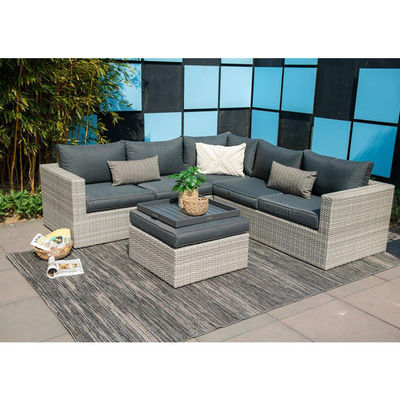 AJUNION 屋外 L 形ラタンコーナーソファセット 庭家具 W155 x D85.5 x H65cm