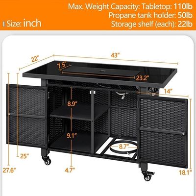 客のサイズ モダン 屋外 庭 携帯 壁炉 テーブル トップ ガス 無煙 火穴