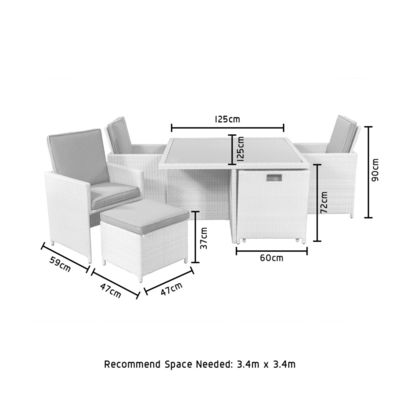 AJUNION PE ラタン 外食用家具 4人用セット コンパクトガーデン家具