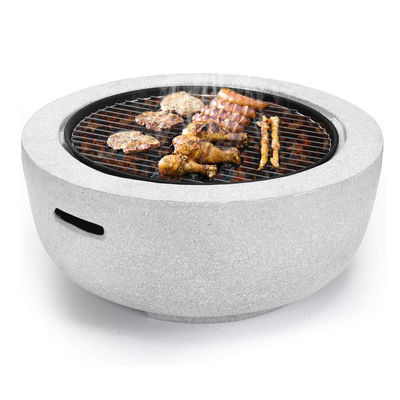 ホワイト 3 in 1 丸木燃焼炉 木炭 バーベキュー グラブルテーブル 人工石火穴 オーダーメイドロゴ