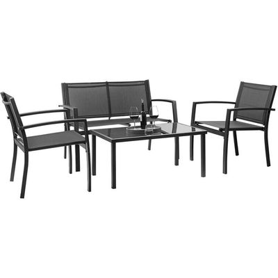 現代的でスタイリッシュ AJUNION 4 パーツ スチール ガーデン 家具 ソファ コーヒーテーブルセット