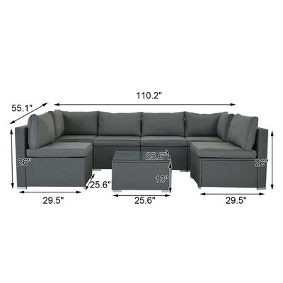 AJUNION ワイカーラタン PE セクションソファ 庭園セット 庭家具 会話セット 屋外家具