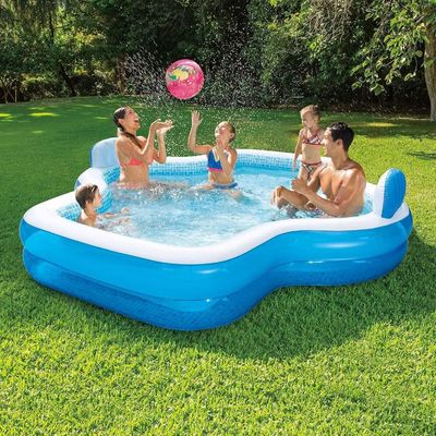 AJUNION 10フィートの充気プールと 2つの空気の枕付きのリュックレストで 家族の楽しみが保証されています