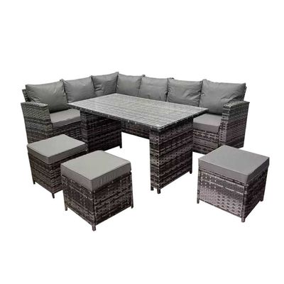 AJUNION 9 パーツ ラタン ガーデン ダイニング セット ワイカー ラタン 屋外 家具 屋外 ソファ セット