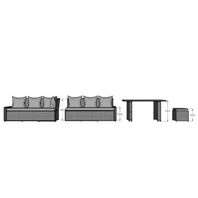 AJUNION 9 パーツ ラタン ガーデン ダイニング セット ワイカー ラタン 屋外 家具 屋外 ソファ セット