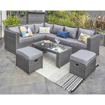 庭セット AJUNION 8人座 屋外家具 ラタンコーナー ラウンジ ソファ 裏庭用