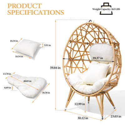 一般 屋外 家具 折りたたみ Yes Round Pe Rattan Wicker Egg Sofa クッション付き椅子