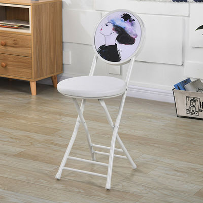 屋外家具 持ち運び可能な折りたたむ金属フレーム 革の丸い椅子