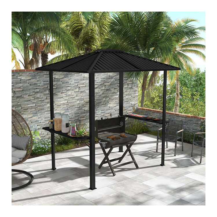 屋外グリリング 6x8 ハードタップ BBQ ガイゼボ 2 サイドシェルフ 102 lbs H92.5 x W96.5 x D70.9