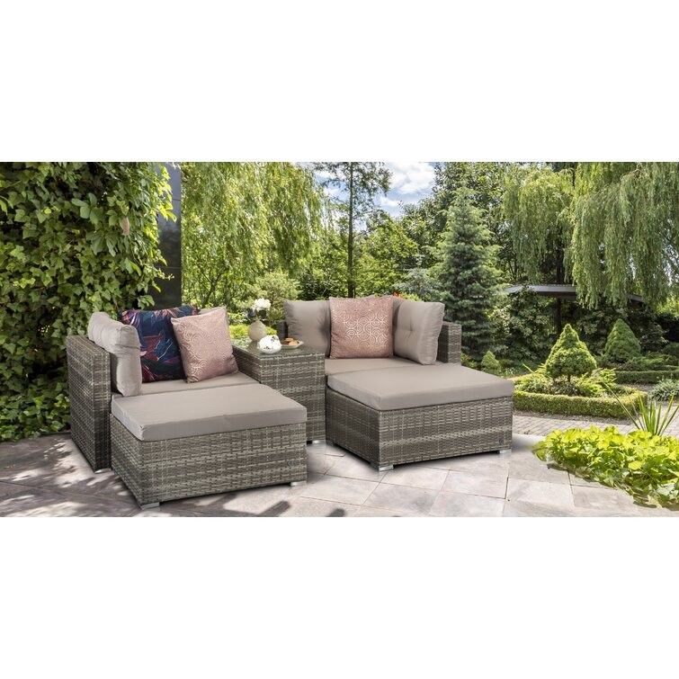アウトドアラウンジセット 金属フレーム AJUNION ラタンガーデン家具 W52 x D56 x H87cm