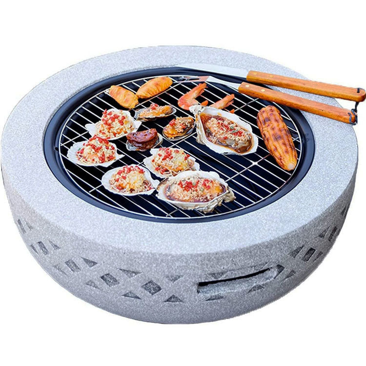 3 in 1 丸い 木を燃やす炉 炭火 鉄の屋外裏庭のためのバーベキューグリルテーブル