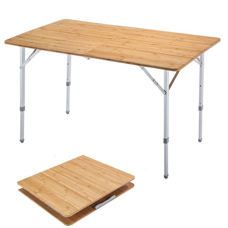120*70cm テーブルトップ パティオ ガーデン バンブー アルミニウム 折りたたみテーブル ピクニック キャンプ 食事